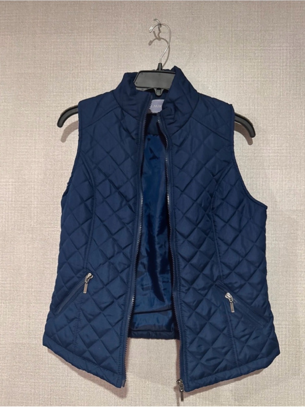 Laura Scott Quilted Navy Sleeveless Puffer Vest
